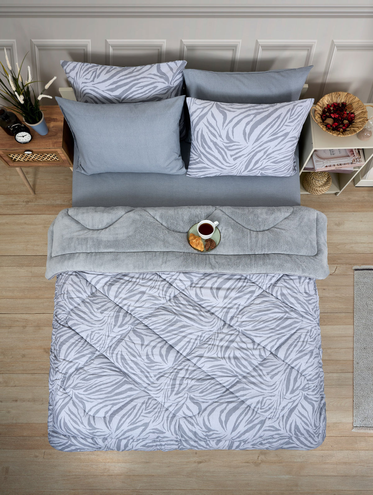 ETE HOMETEX ÇİFT KİŞİLİK WELSOFT UYKU SETİ ZEBRA GRİ 8696474231993