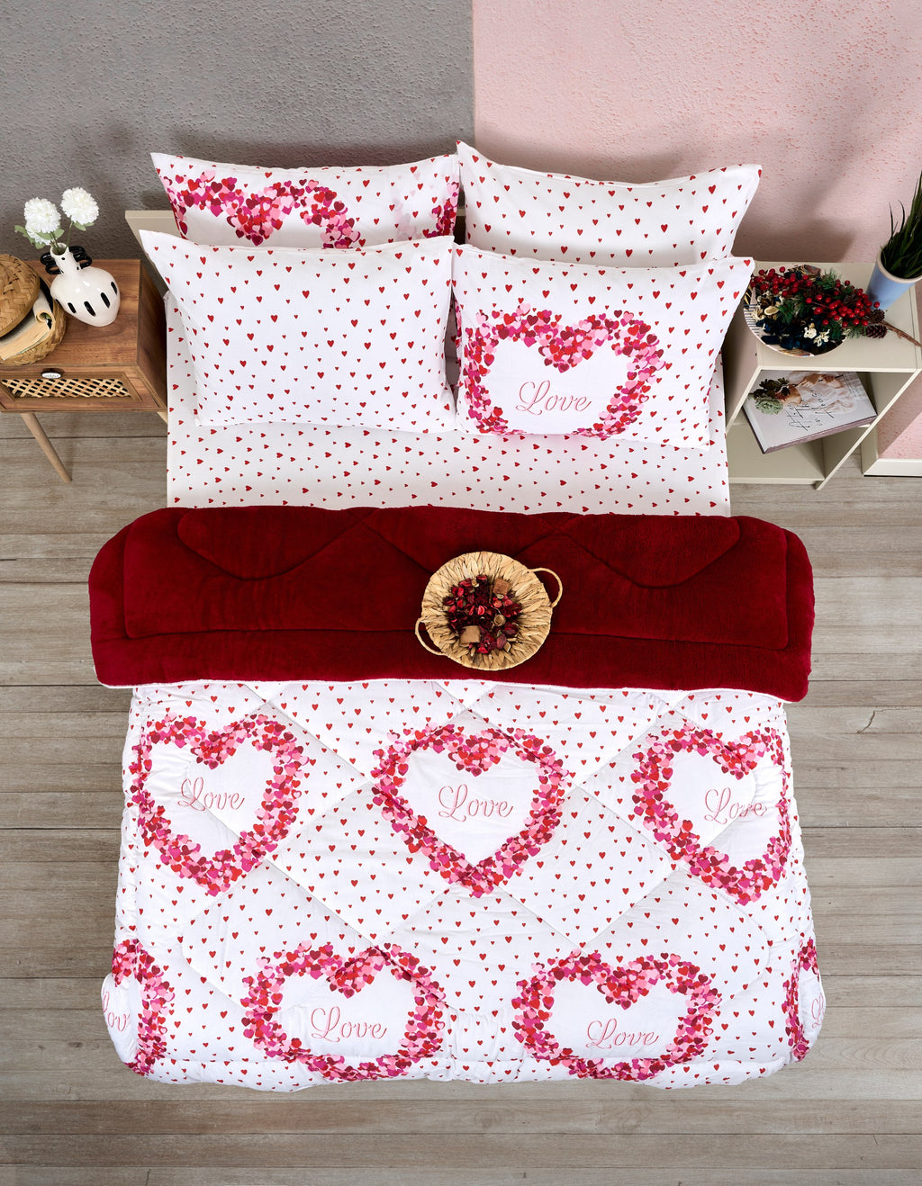 ETE HOMETEX ÇİFT KİŞİLİK WELSOFT UYKU SETİ LOVE 8696474231860