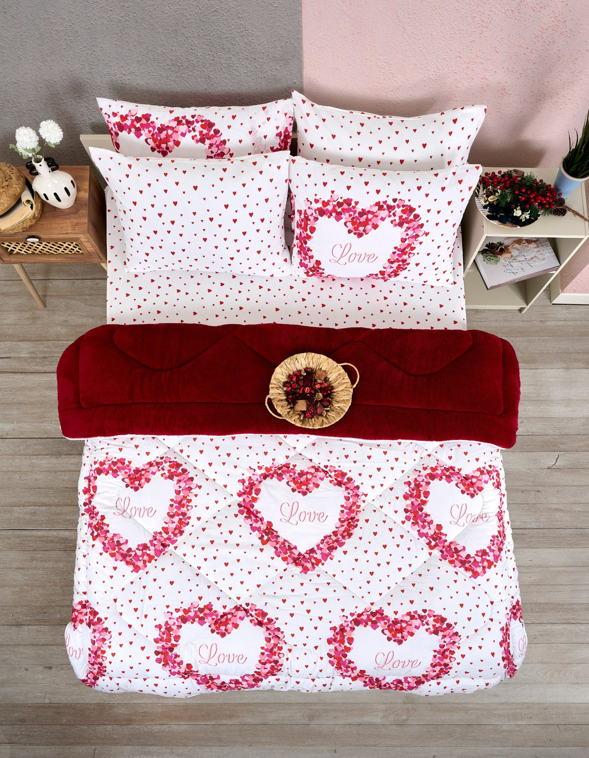 ETE HOMETEX ÇİFT KİŞİLİK WELSOFT UYKU SETİ LOVE 8696474231860