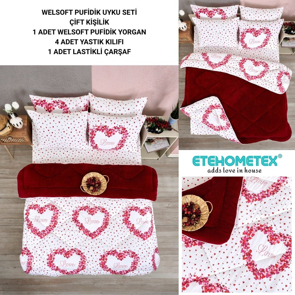 ETE HOMETEX ÇİFT KİŞİLİK WELSOFT UYKU SETİ LOVE 8696474231860