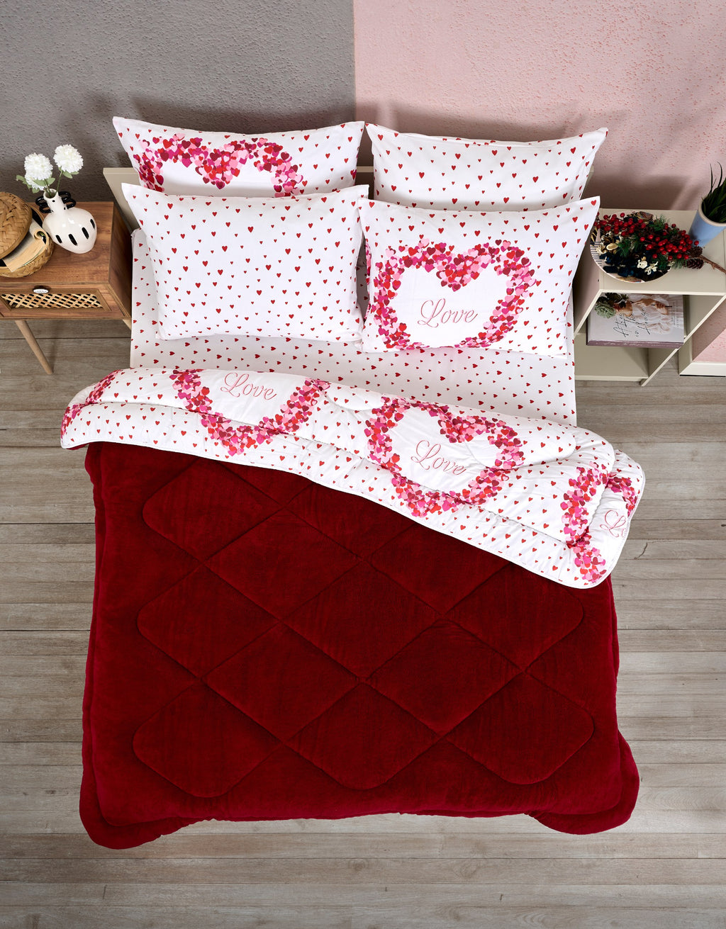 ETE HOMETEX ÇİFT KİŞİLİK WELSOFT UYKU SETİ LOVE 8696474231860