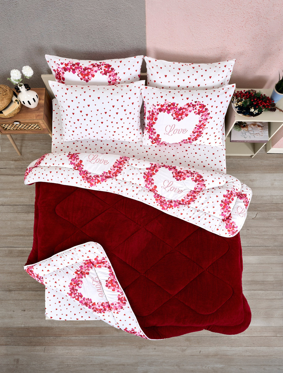 ETE HOMETEX ÇİFT KİŞİLİK WELSOFT UYKU SETİ LOVE 8696474231860