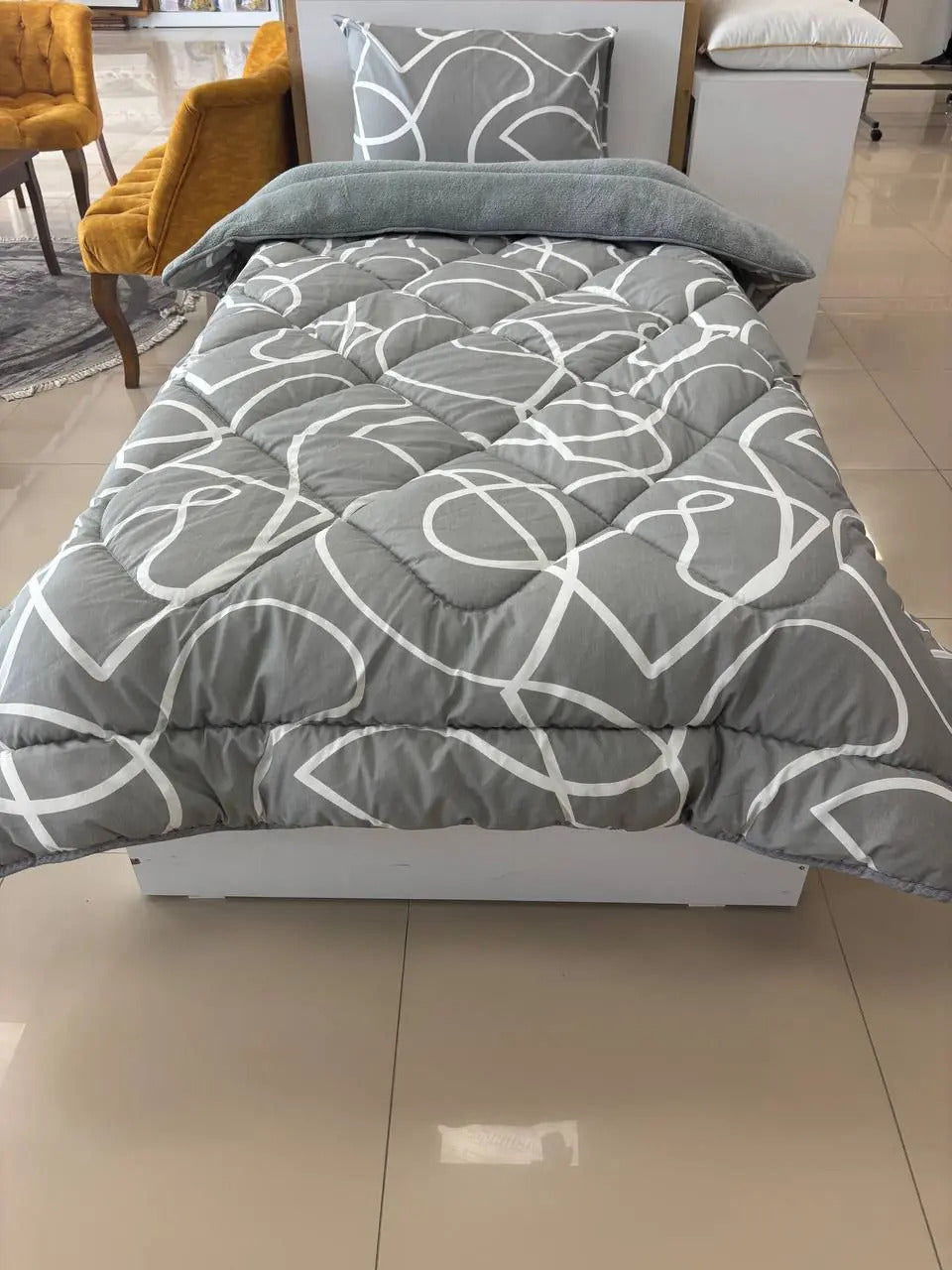 ETE HOMETEX TEK KİŞİLİK LÜX WELSOFT YORGAN SETİ MİX GRİ 8696474232070