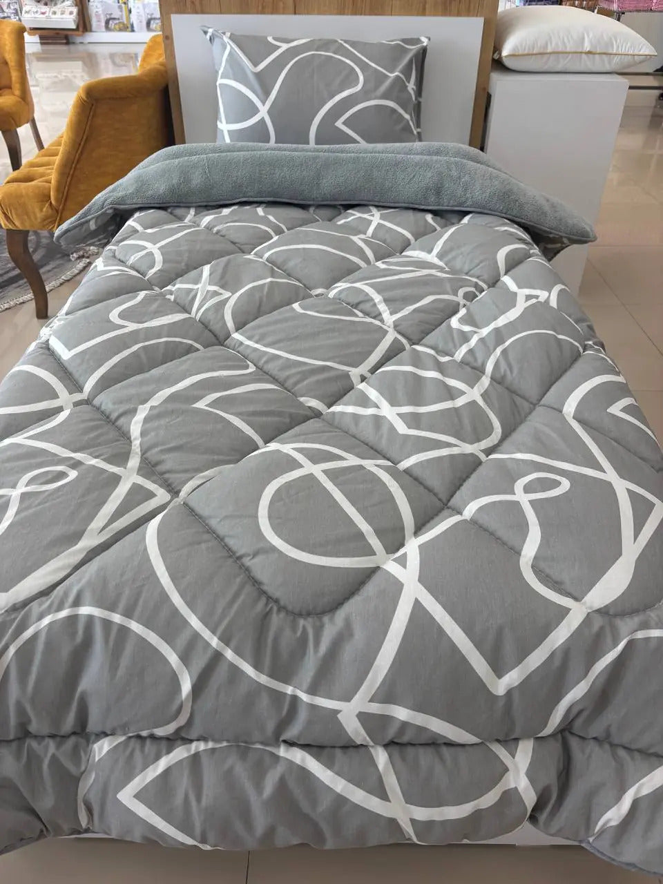 ETE HOMETEX TEK KİŞİLİK LÜX WELSOFT YORGAN SETİ MİX GRİ 8696474232070