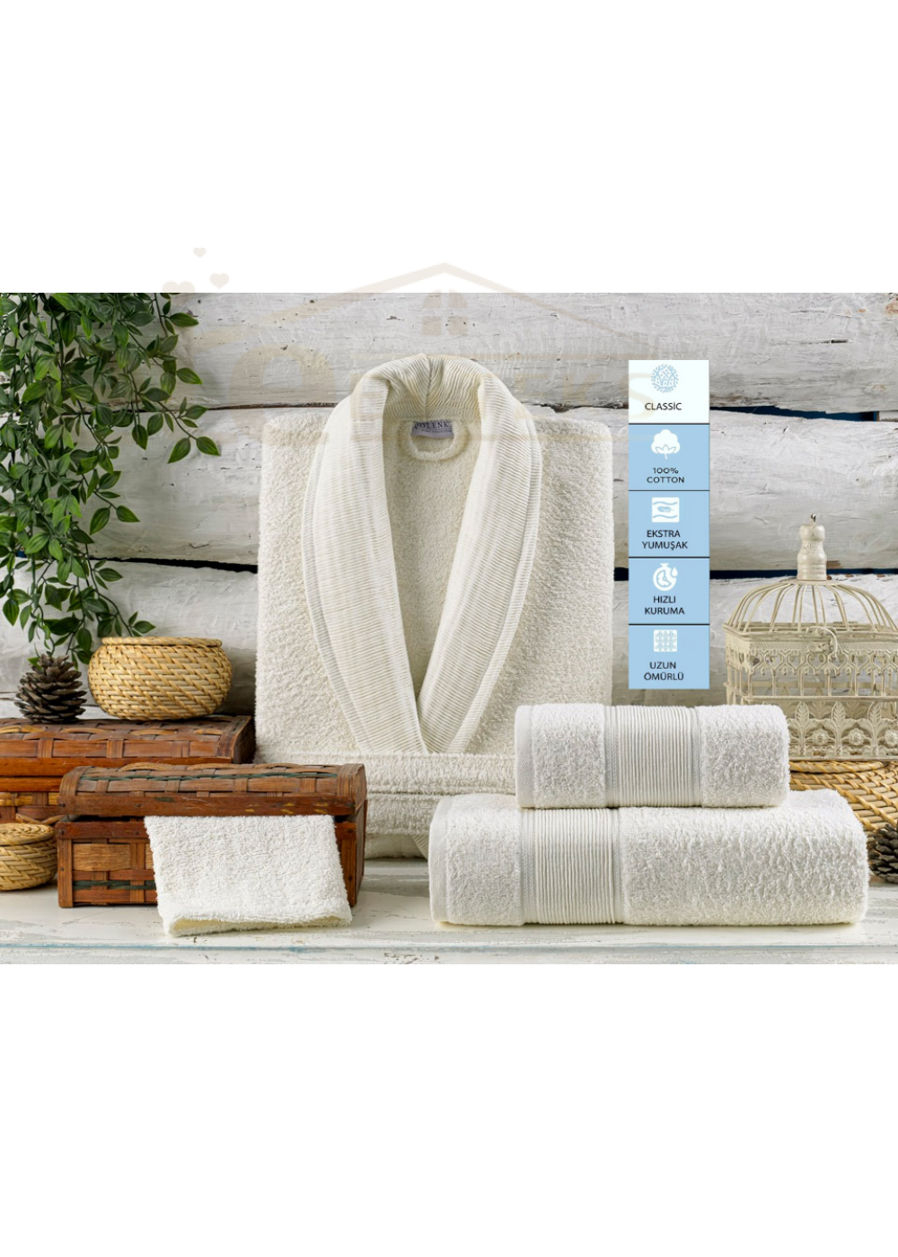 VOLENKA FIRAT SOFT LİNE TEKLİ BORNOZ SETİ KREM 8696474231485 VOLENKA FIRAT SOFT LİNE TEKLİ BORNOZ SETİ KREM 8696474231485