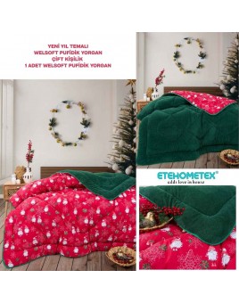 ETE HOMETEX ÇİFT KİŞİLİK LÜX WELSOFT YORGAN 195X215CM YENİ YIL DESENLİ 8696474232029