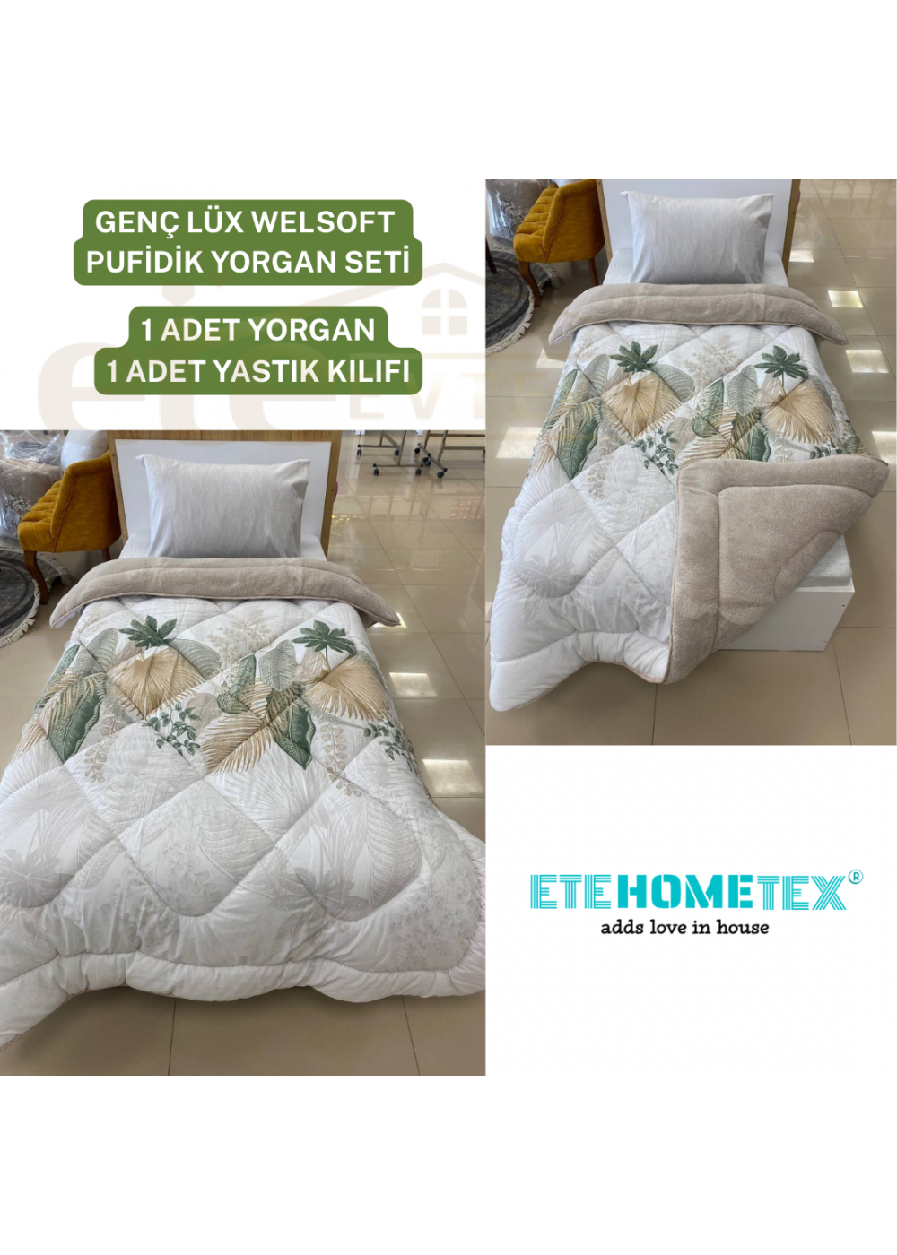 ETE HOMETEX TEK KİŞİLİK LÜX WELSOFT YORGAN ALENA BEJ 155X215CM 8696474231859 ETE HOMETEX TEK KİŞİLİK LÜX WELSOFT YORGAN ALENA BEJ 155X215CM 8696474231859
