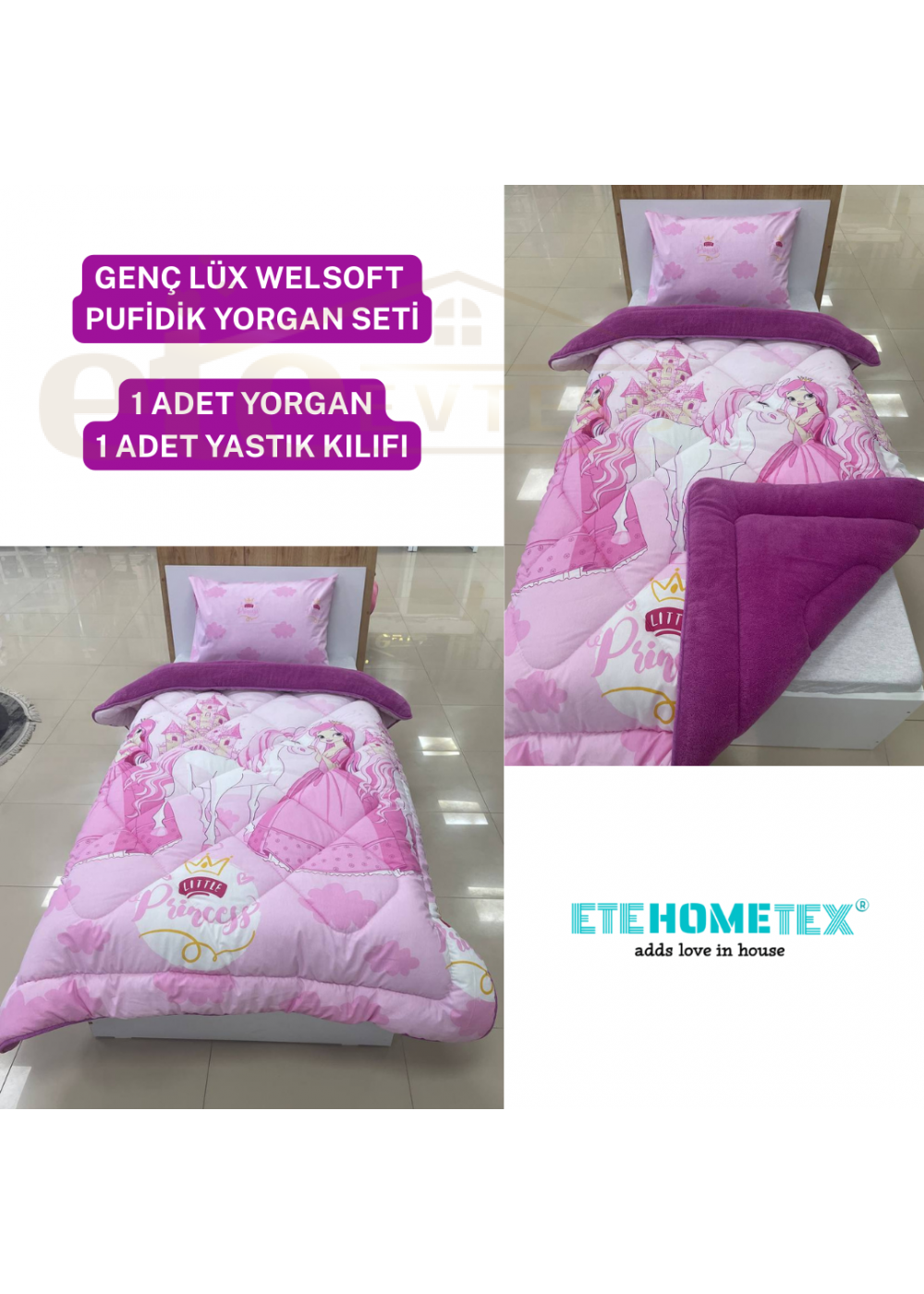 ETE HOMETEX TEK KİŞİLİK LÜX WELSOFT YORGAN PRENSES MÜRDÜM 155X215CM 8696474231855 ETE HOMETEX TEK KİŞİLİK LÜX WELSOFT YORGAN PRENSES MÜRDÜM 155X215CM 8696474231855