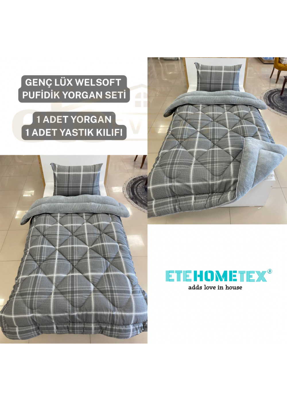 ETE HOMETEX TEK KİŞİLİK LÜX WELSOFT YORGAN SAFİR GRİ 155X215CM 8696474231850 ETE HOMETEX TEK KİŞİLİK LÜX WELSOFT YORGAN SAFİR GRİ 155X215CM 8696474231850