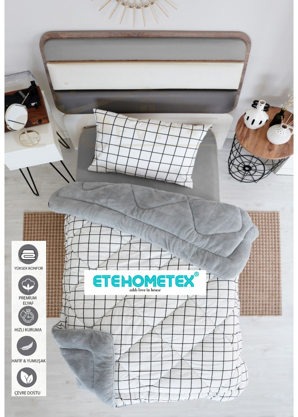 ETE HOMETEX TEK KİŞİLİK WELSOFT YORGAN 155X215CM KARE BEYAZ 8696474231746 ETE HOMETEX TEK KİŞİLİK WELSOFT YORGAN 155X215CM KARE BEYAZ 8696474231746