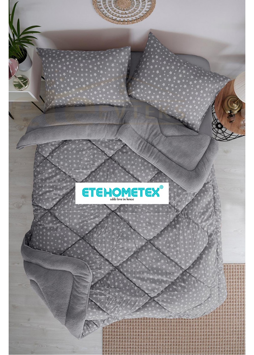 ETE HOMETEX ÇİFT KİŞİLİK WELSOFT YORGAN 195X215CM YILDIZ DESEN GRİ 8696474231736 ETE HOMETEX ÇİFT KİŞİLİK WELSOFT YORGAN 195X215CM YILDIZ DESEN GRİ 8696474231736