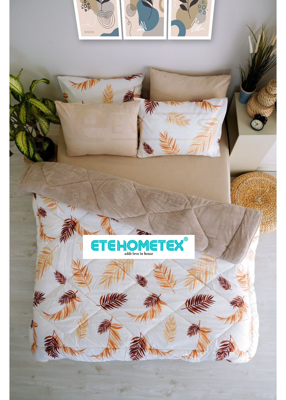 ETE HOMETEX ÇİFT KİŞİLİK WELSOFT YORGAN 195X215CM YAPRAK DESEN BEJ 8696474231753 ETE HOMETEX ÇİFT KİŞİLİK WELSOFT YORGAN 195X215CM YAPRAK DESEN BEJ 8696474231753