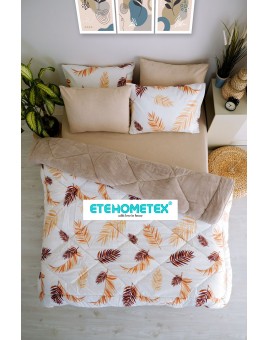 ETE HOMETEX ÇİFT KİŞİLİK WELSOFT YORGAN 195X215CM YAPRAK DESEN BEJ 8696474231753